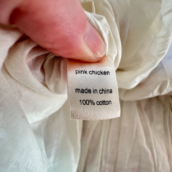 Pink Chicken Girl's White Cotton Santa Print Dress VGUC 4 - Picture 7 of 7